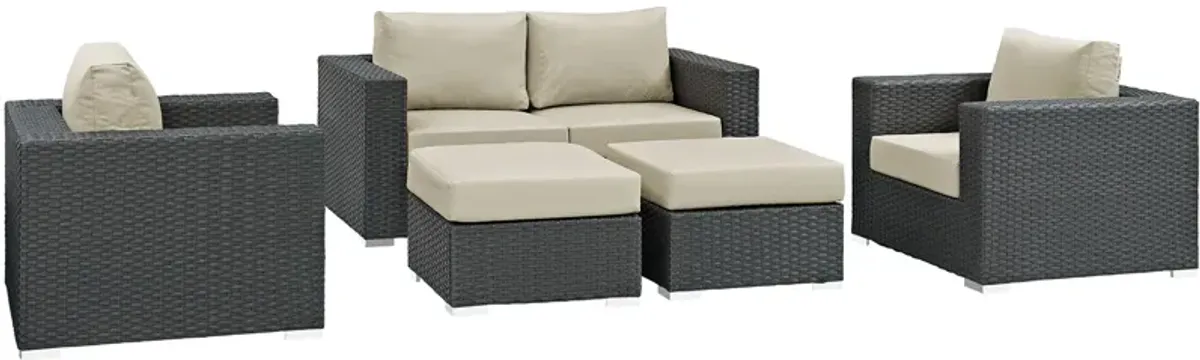 Sojourn 5 Piece Outdoor Patio Sunbrella® Sectional Set