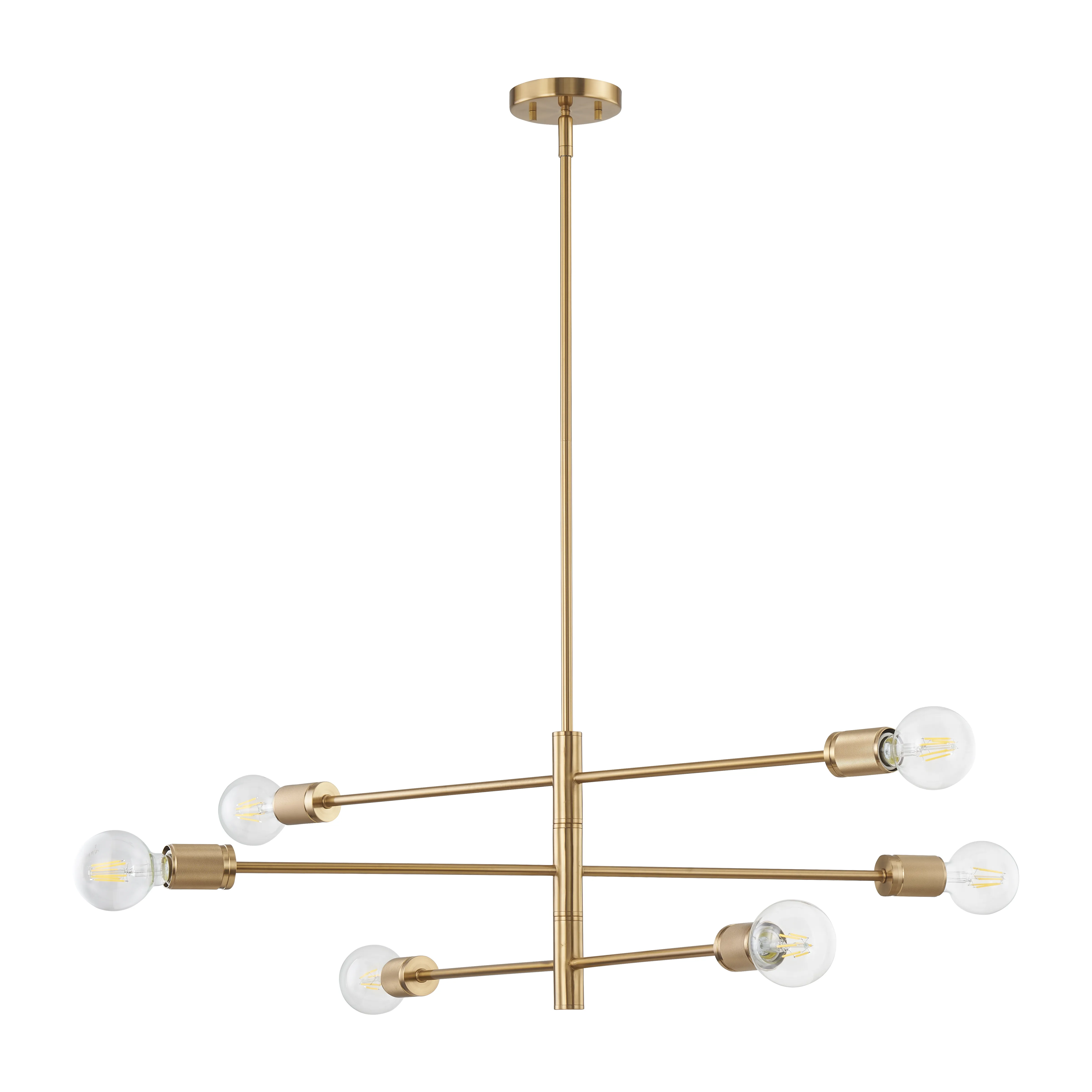 Module 34" Wide 6-Light Chandelier - Burnished Brass