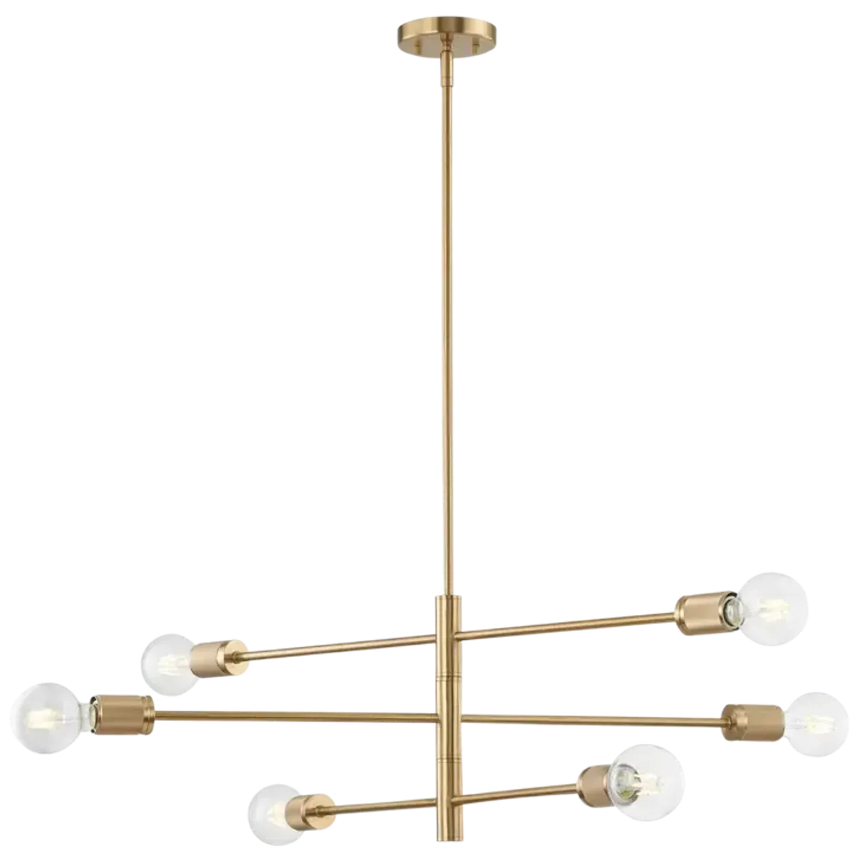 Module 34" Wide 6-Light Chandelier - Burnished Brass