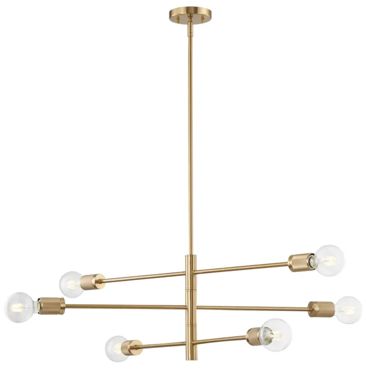 Module 34" Wide 6-Light Chandelier - Burnished Brass