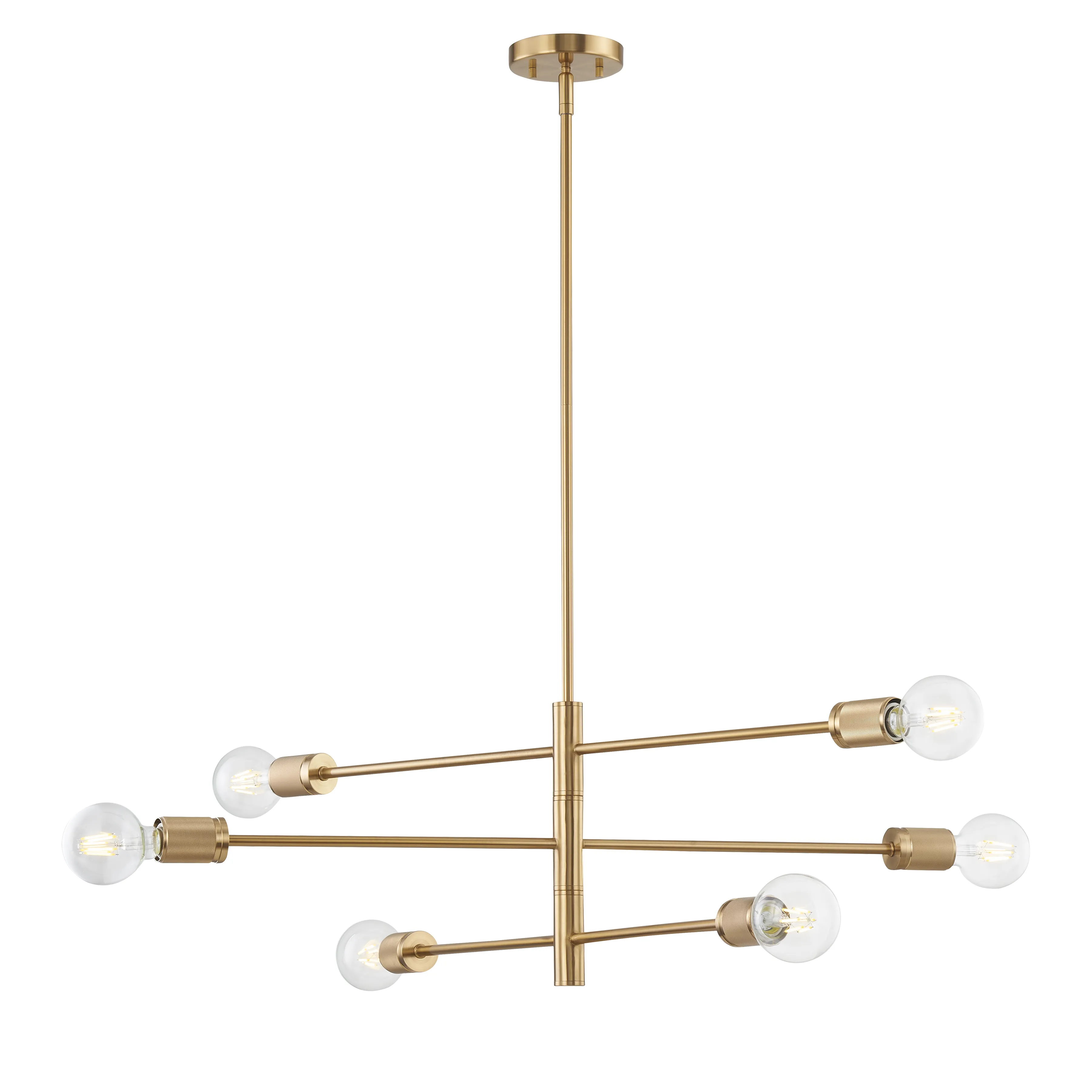 Module 34" Wide 6-Light Chandelier - Burnished Brass