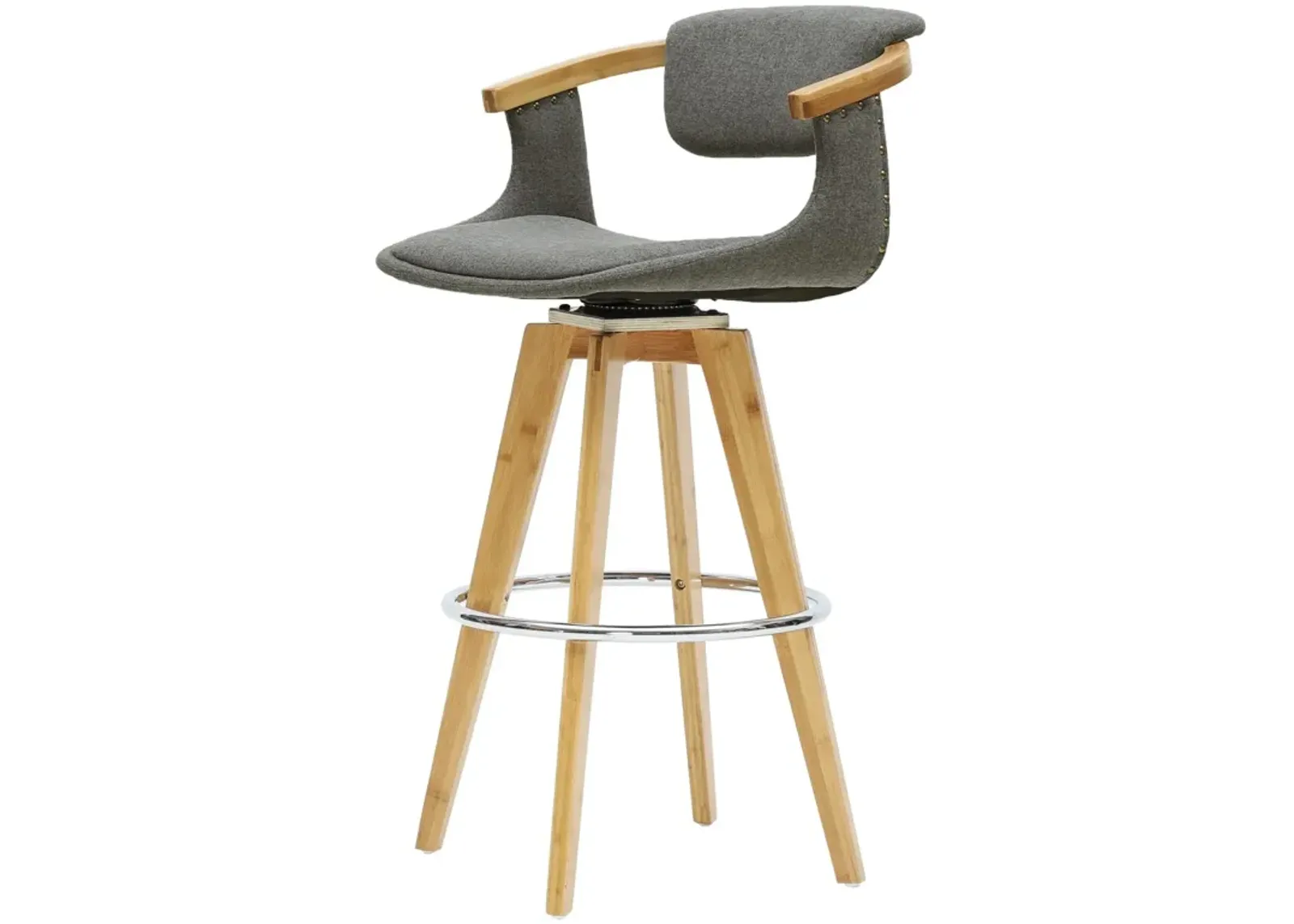 darwin kd fabric bamboo counter stool, stokes gray/natural