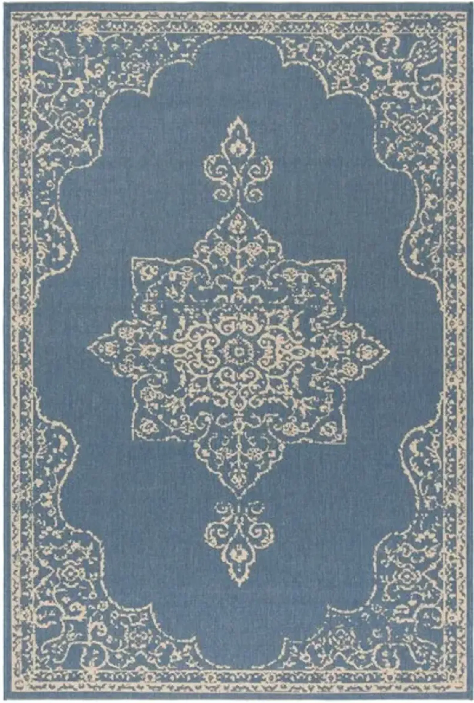 LINDEN 180 Collection LND180N-4 Cream / Blue 4' X 6'