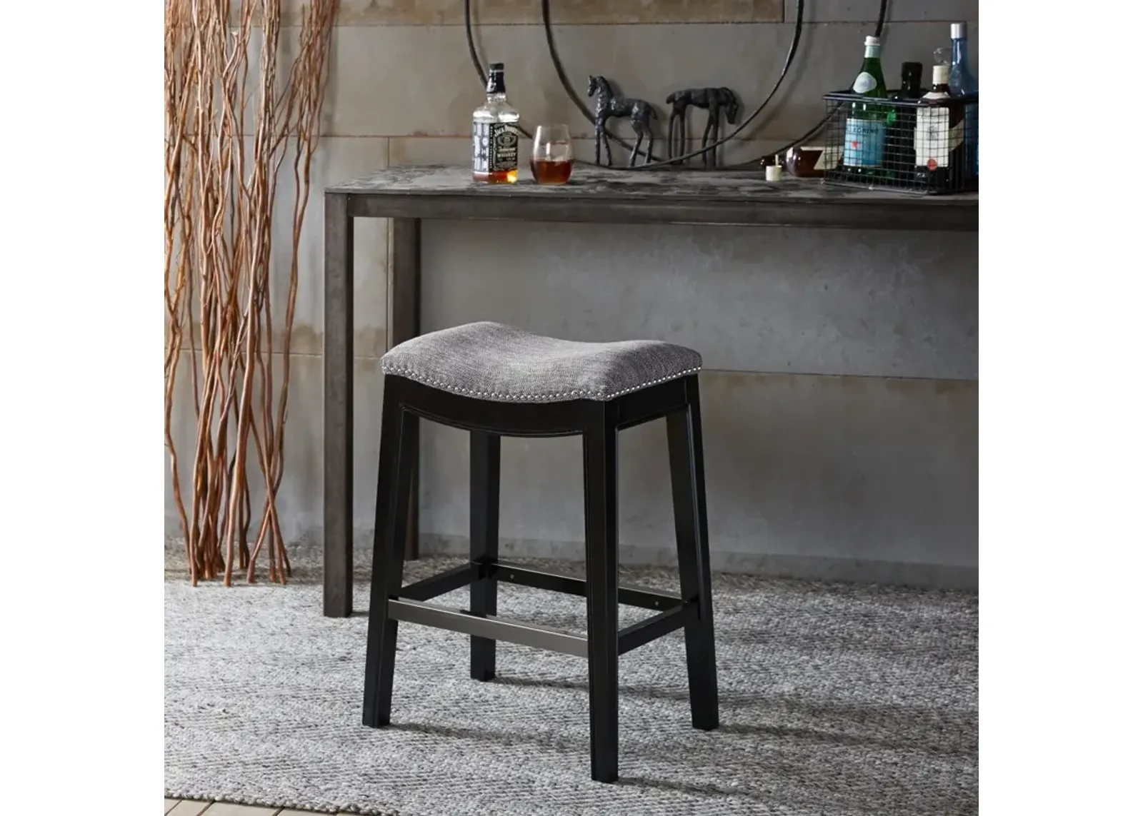 Madison Park Belfast Grey Saddle Counter Stool