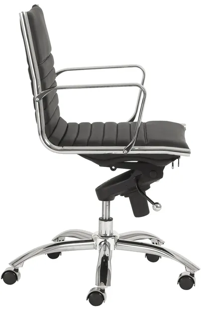 Dirk Low Back Office Chair in Black with Chromed Steel Base