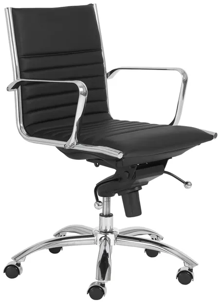 Dirk Low Back Office Chair in Black with Chromed Steel Base