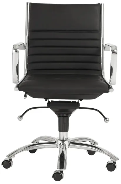 Dirk Low Back Office Chair in Black with Chromed Steel Base