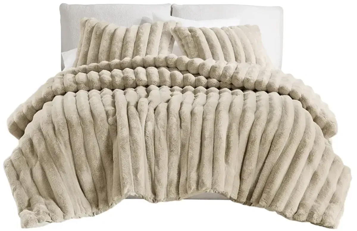 3 Piece Faux Fur Comforter Set