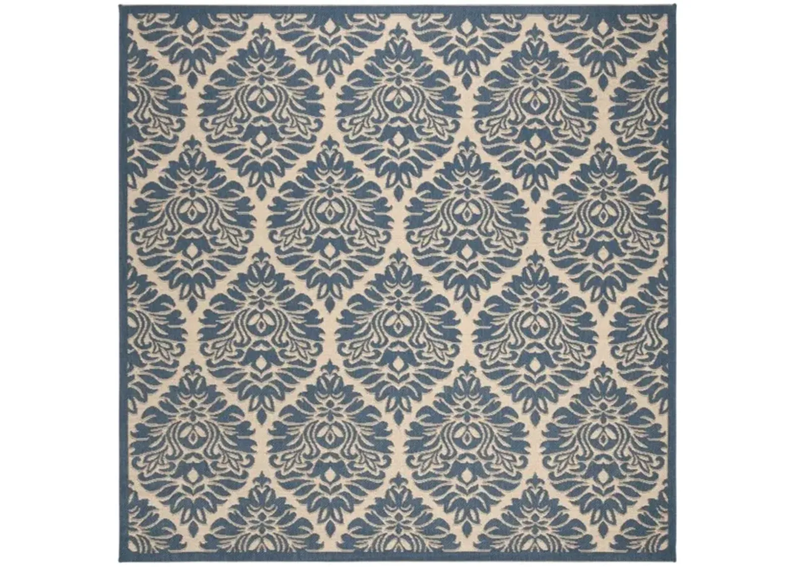 LINDEN 135 Collection LND135N-6SQ Cream / Blue 6'-7" X 6'-7" Square