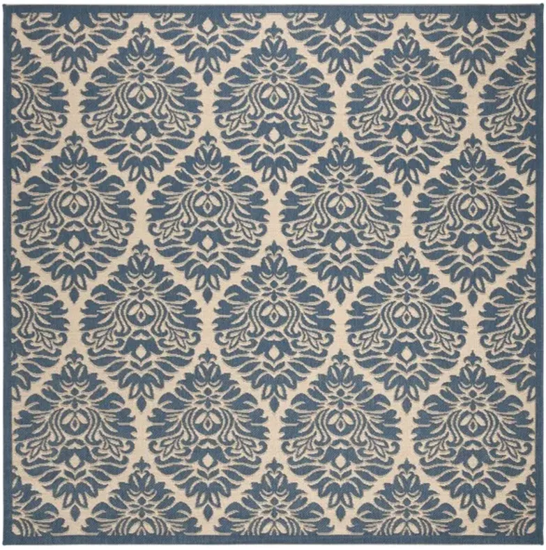 LINDEN 135 Collection LND135N-6SQ Cream / Blue 6'-7" X 6'-7" Square