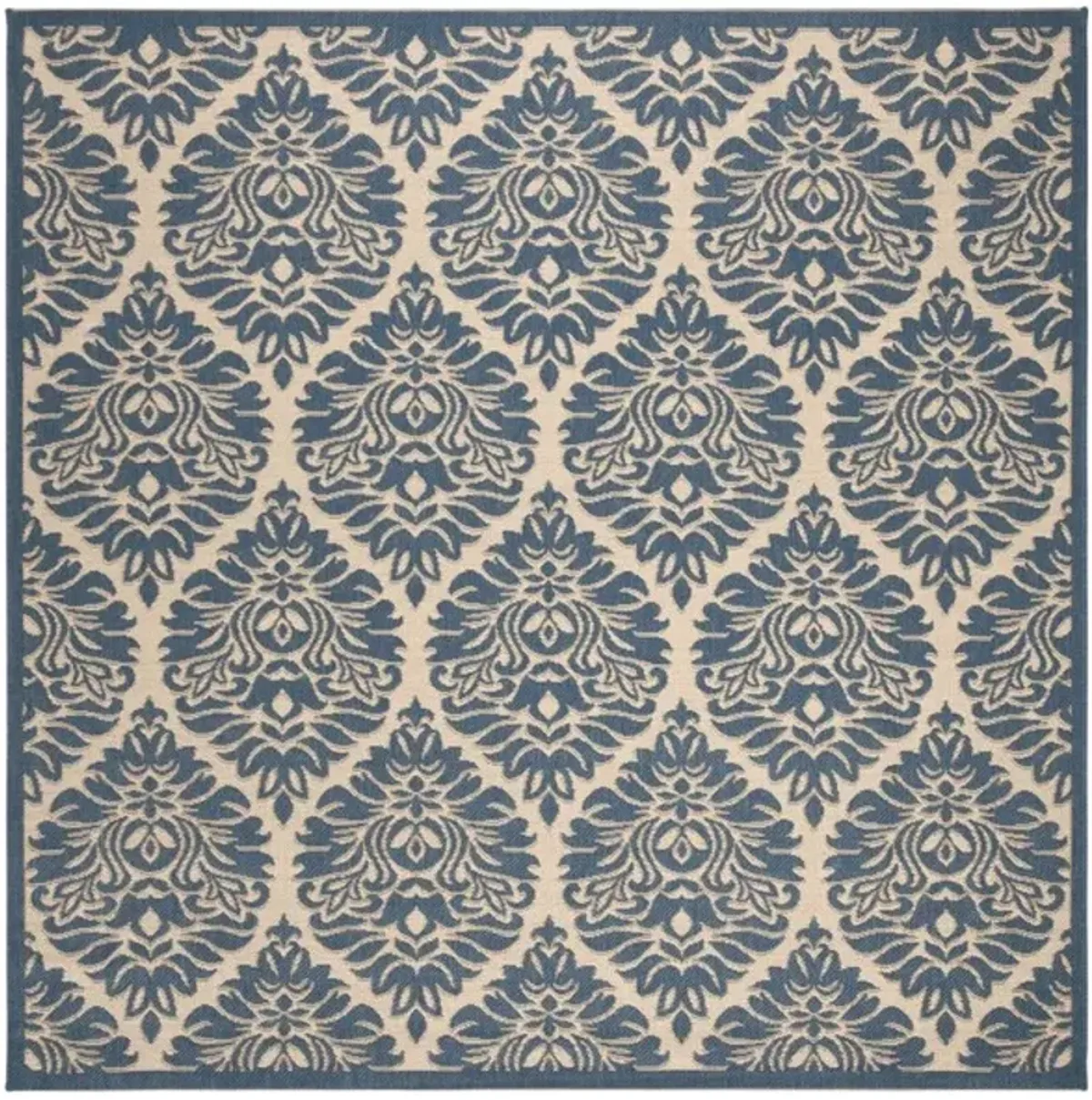 LINDEN 135 Collection LND135N-6SQ Cream / Blue 6'-7" X 6'-7" Square