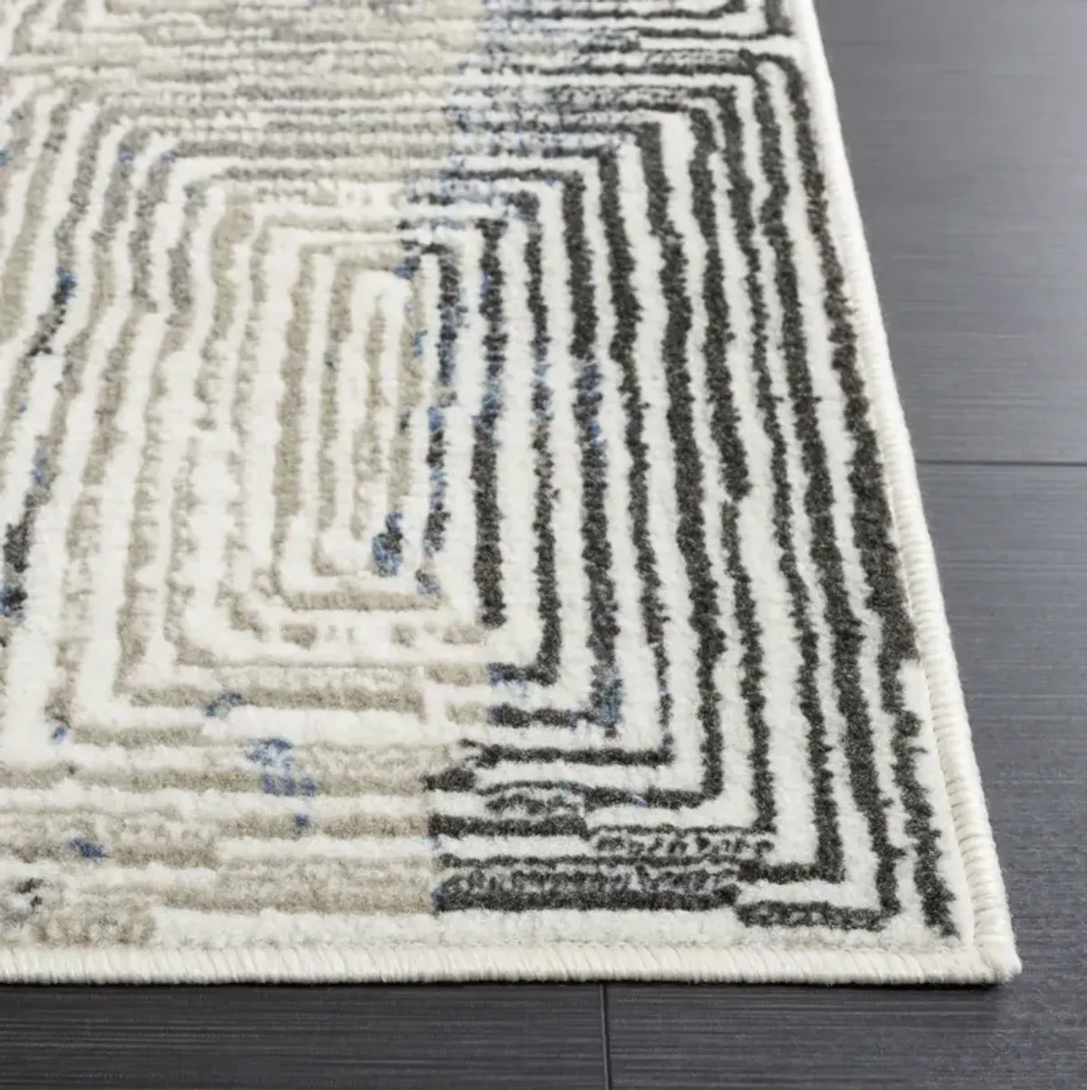 PYRAMID 249 IVORY GREY  2'-2' x 8' Runner Rug