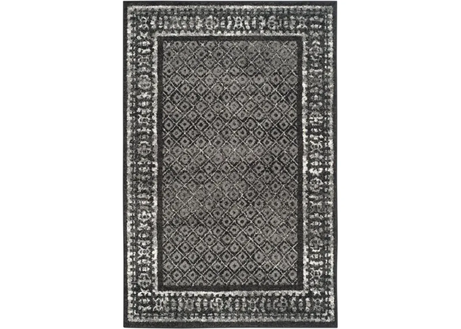 Adirondack Contemporary Black / Silver 2'-6" X 22' Powerloomed Rug