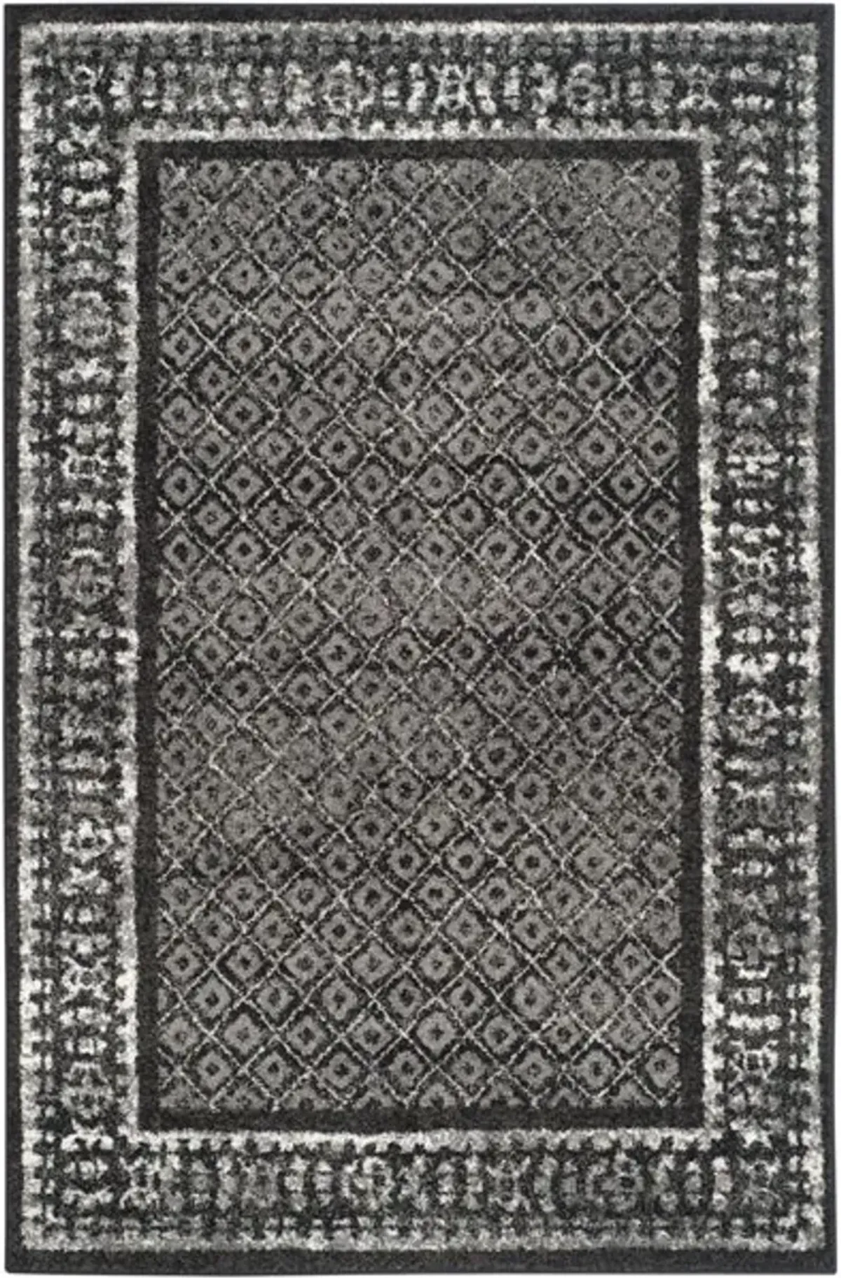 Adirondack Contemporary Black / Silver 2'-6" X 22' Powerloomed Rug