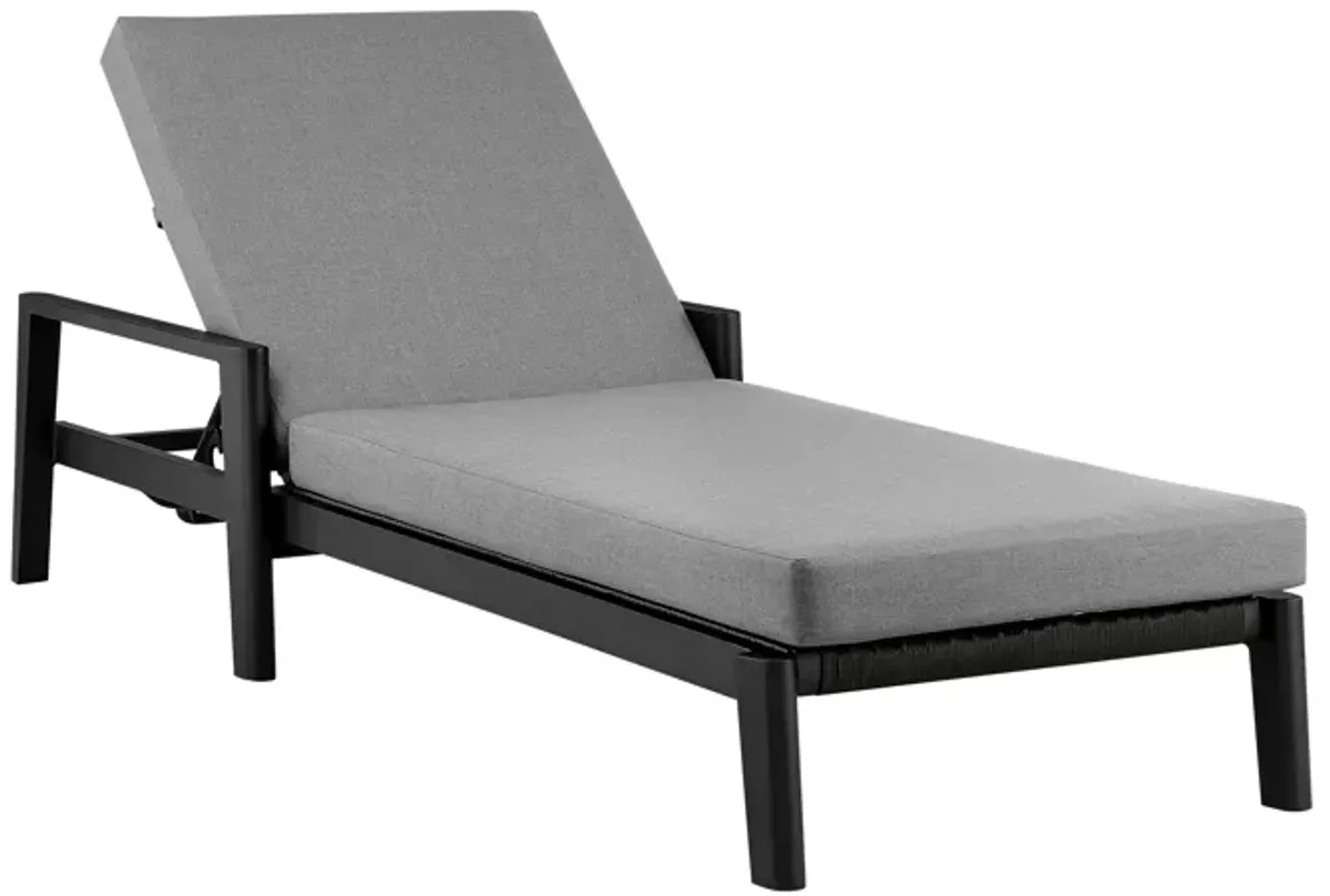 Grand Outdoor Patio Adjustable Chaise Lounge Chair in Aluminum with Gray Cushions