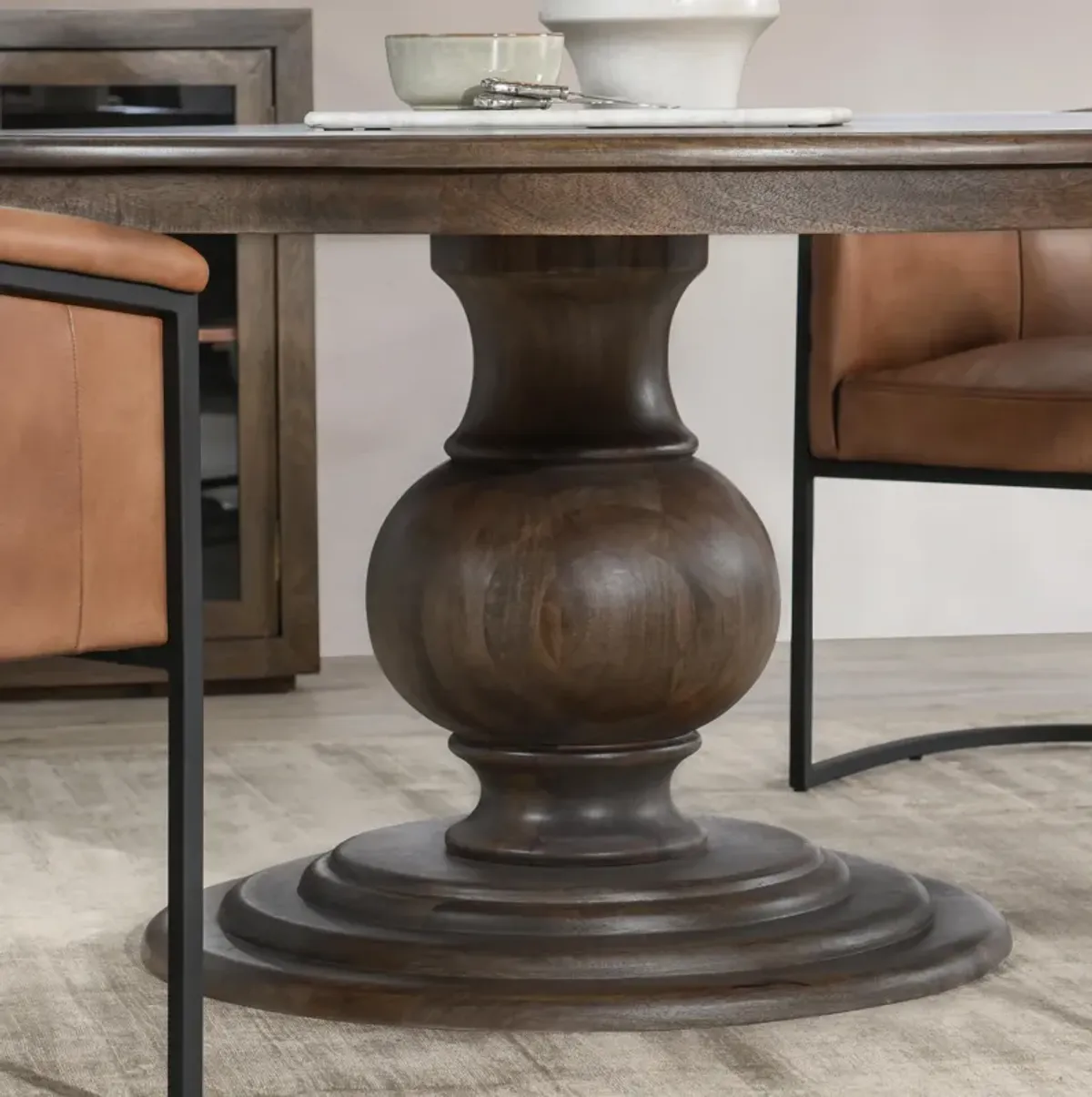 Brookside Wood 60" Round Dining Table Cocoa Brown