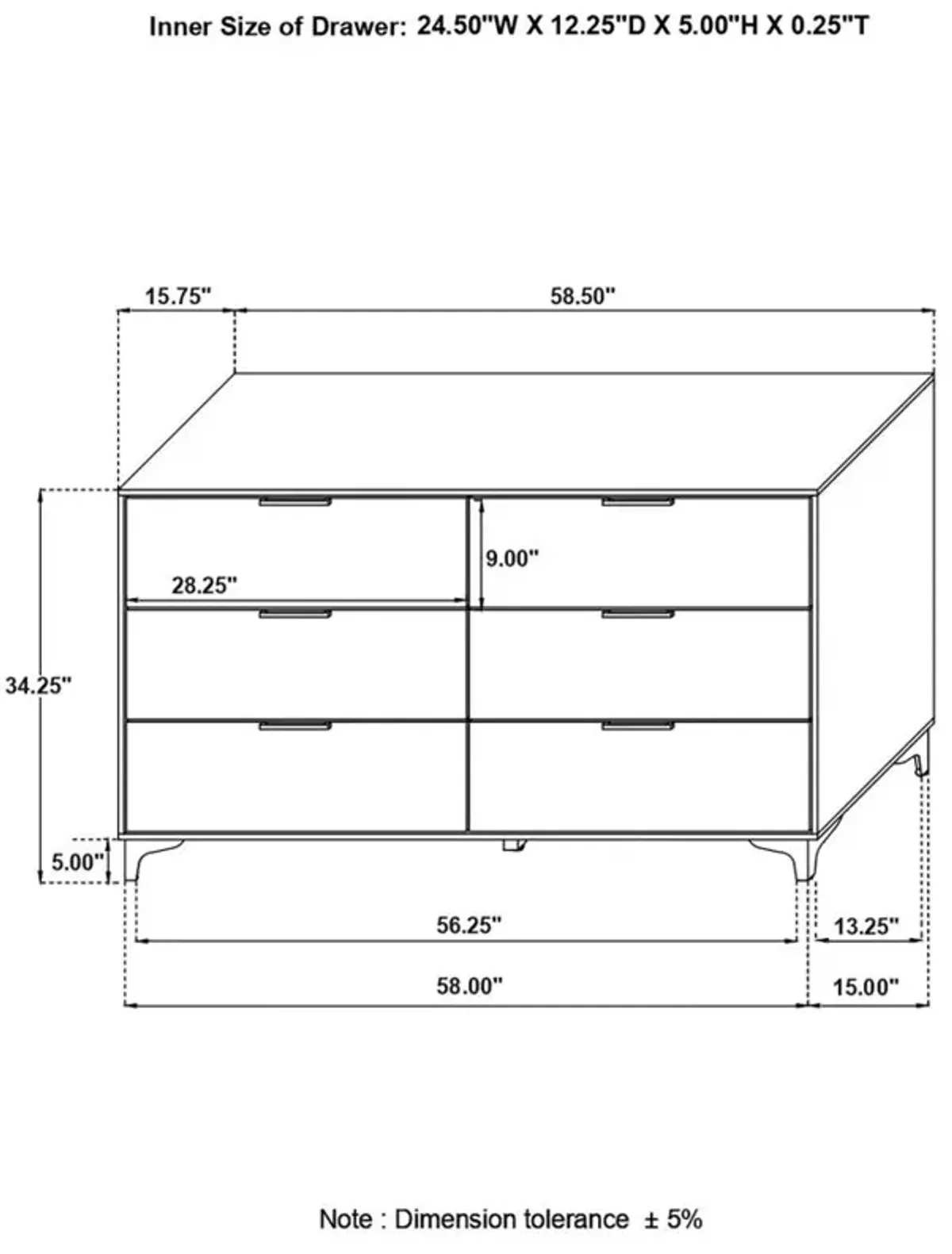 Ally 6-Drawer Dresser