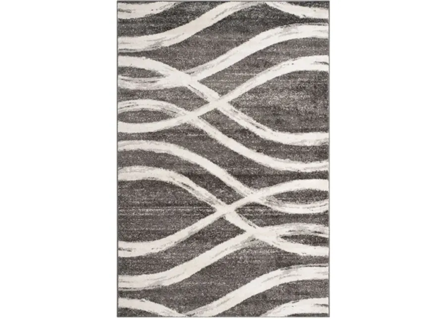 Adirondack Contemporary Charcoal / Ivory 10' X 10' Square Powerloomed Rug