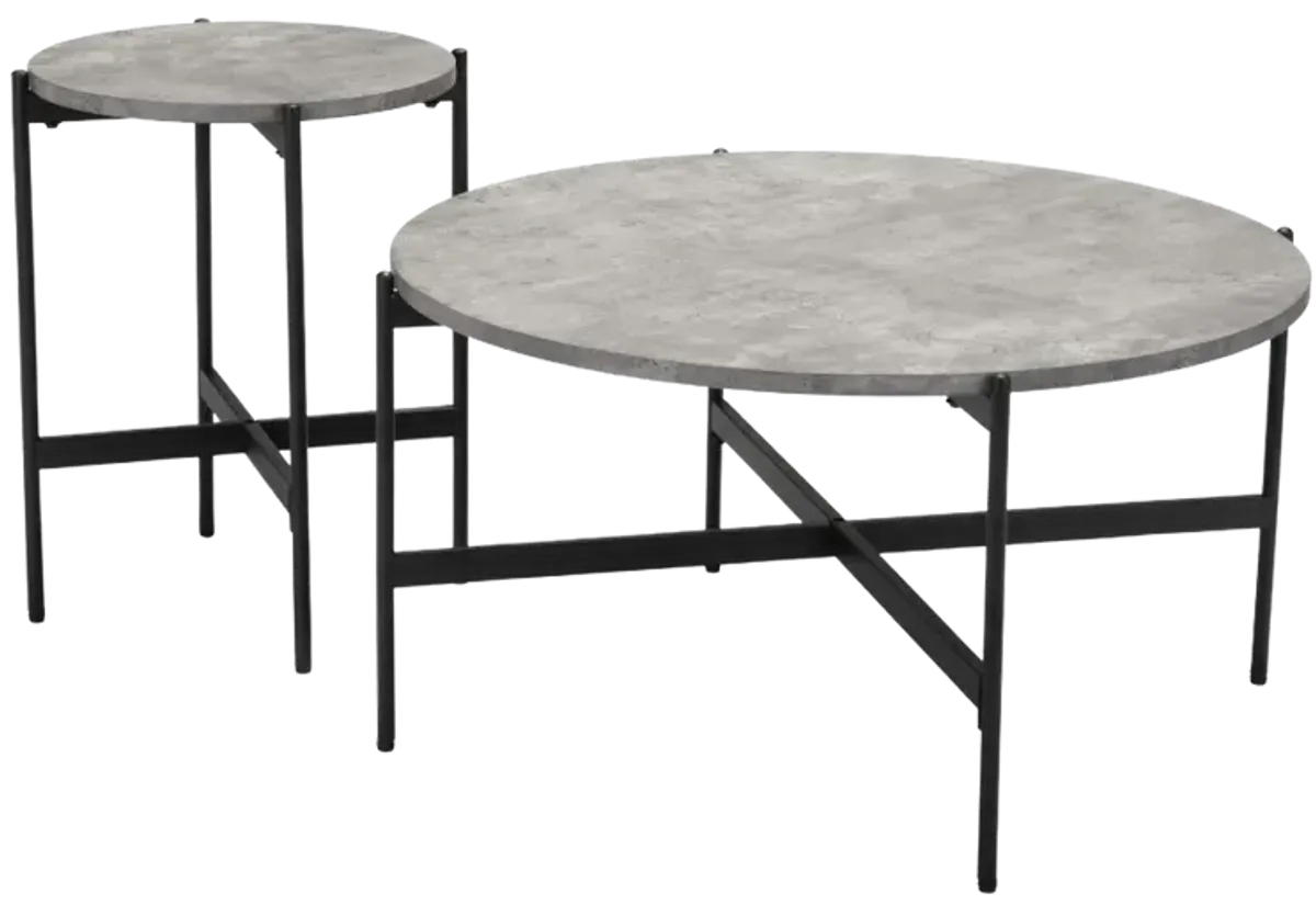 Malo Coffee Table Set (2-Piece) Gray & Black