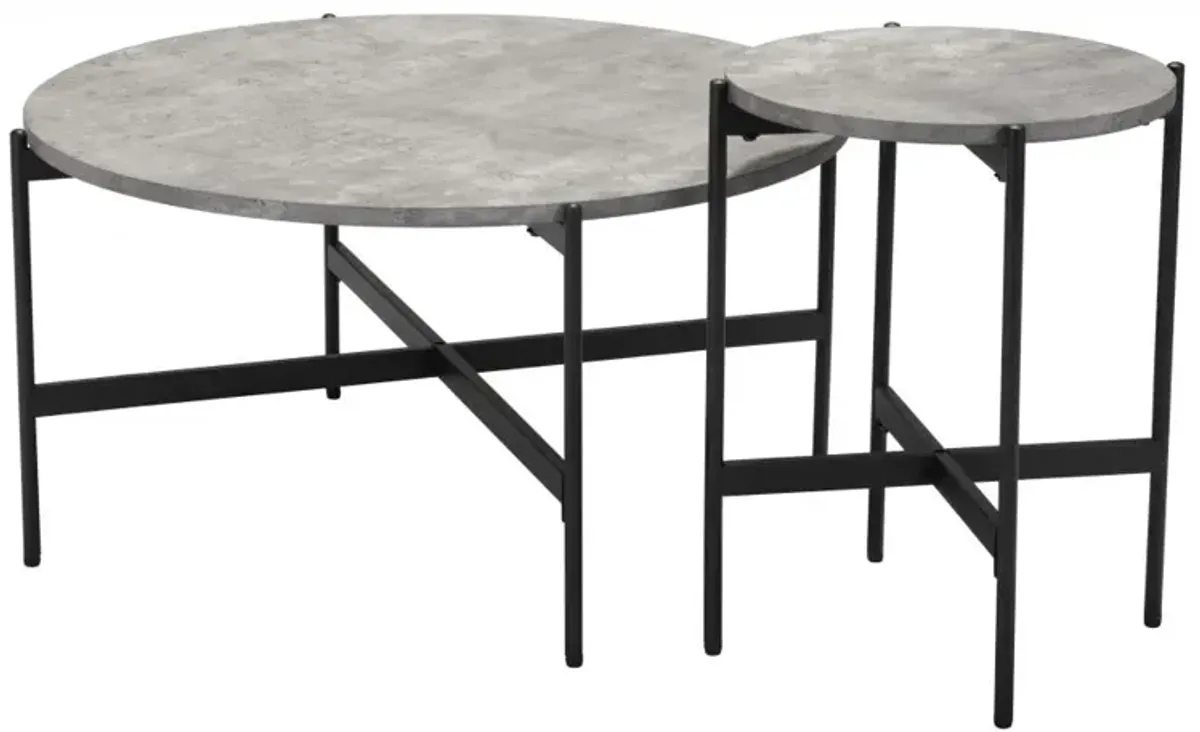 Malo Coffee Table Set (2-Piece) Gray & Black