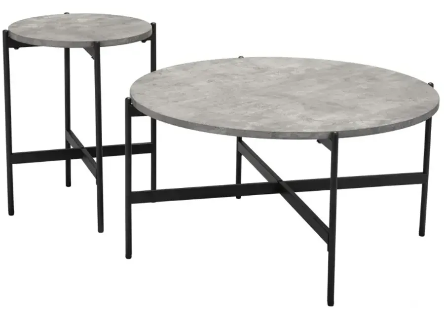 Malo Coffee Table Set (2-Piece) Gray & Black