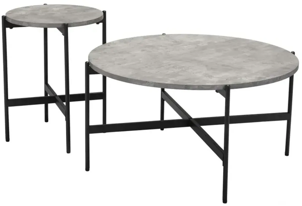 Malo Coffee Table Set (2-Piece) Gray & Black