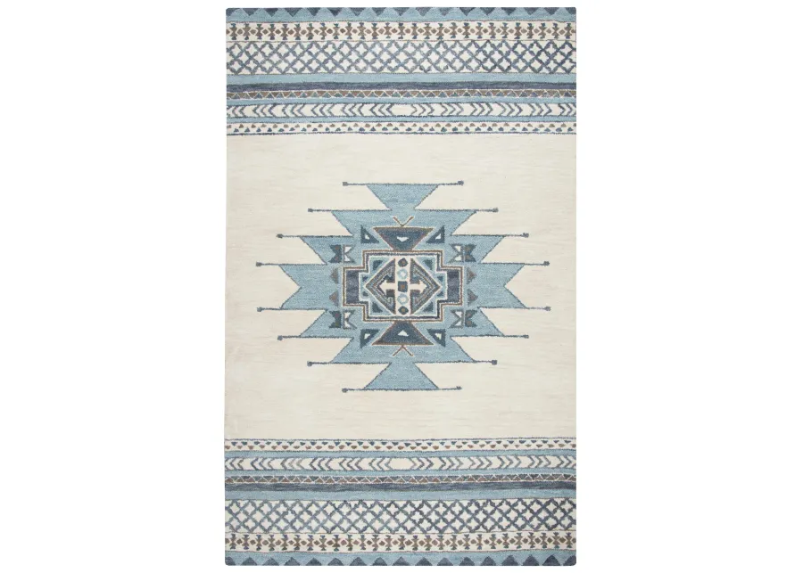 Southwest Blue Southwest/Tribal Wool 3' x 5' Rectangle Rug