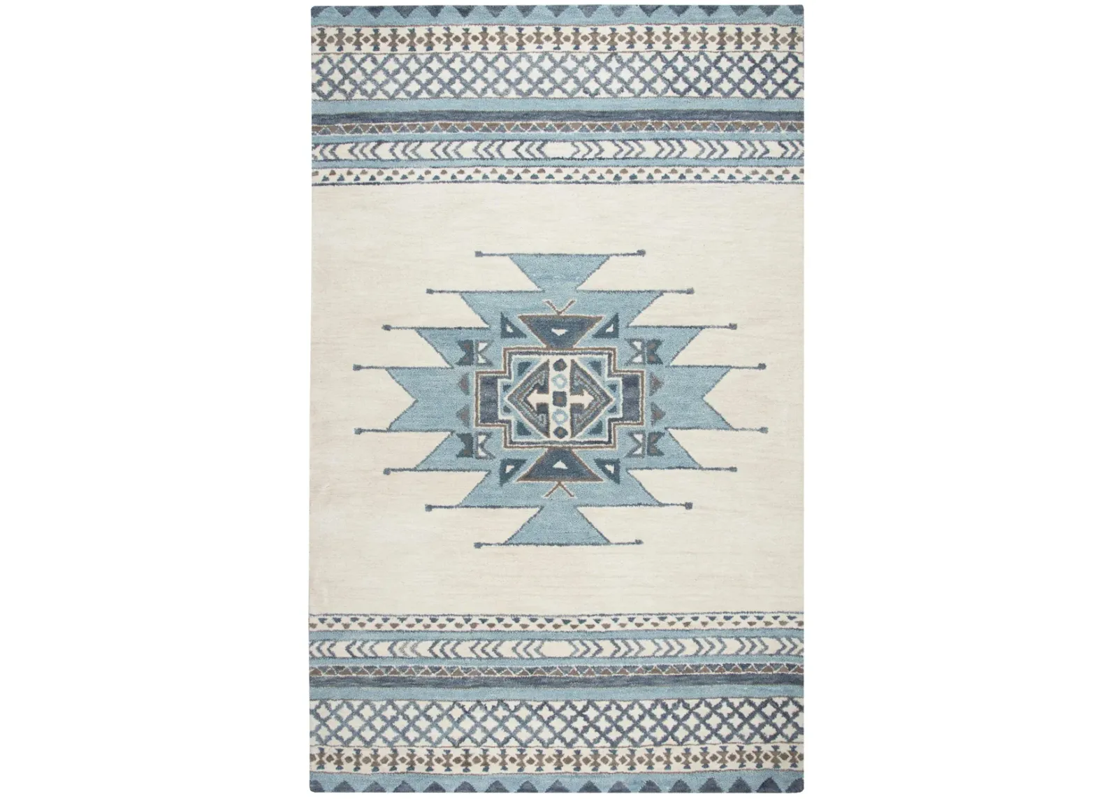 Southwest Blue Southwest/Tribal Wool 3' x 5' Rectangle Rug