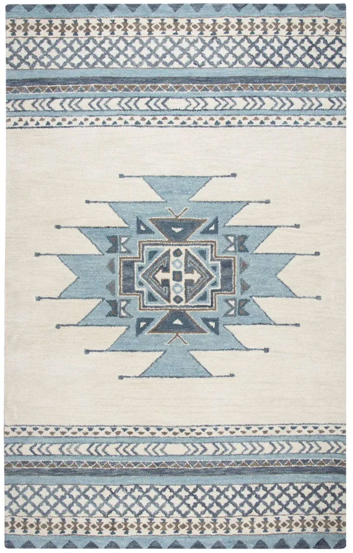 Southwest Blue Southwest/Tribal Wool 3' x 5' Rectangle Rug