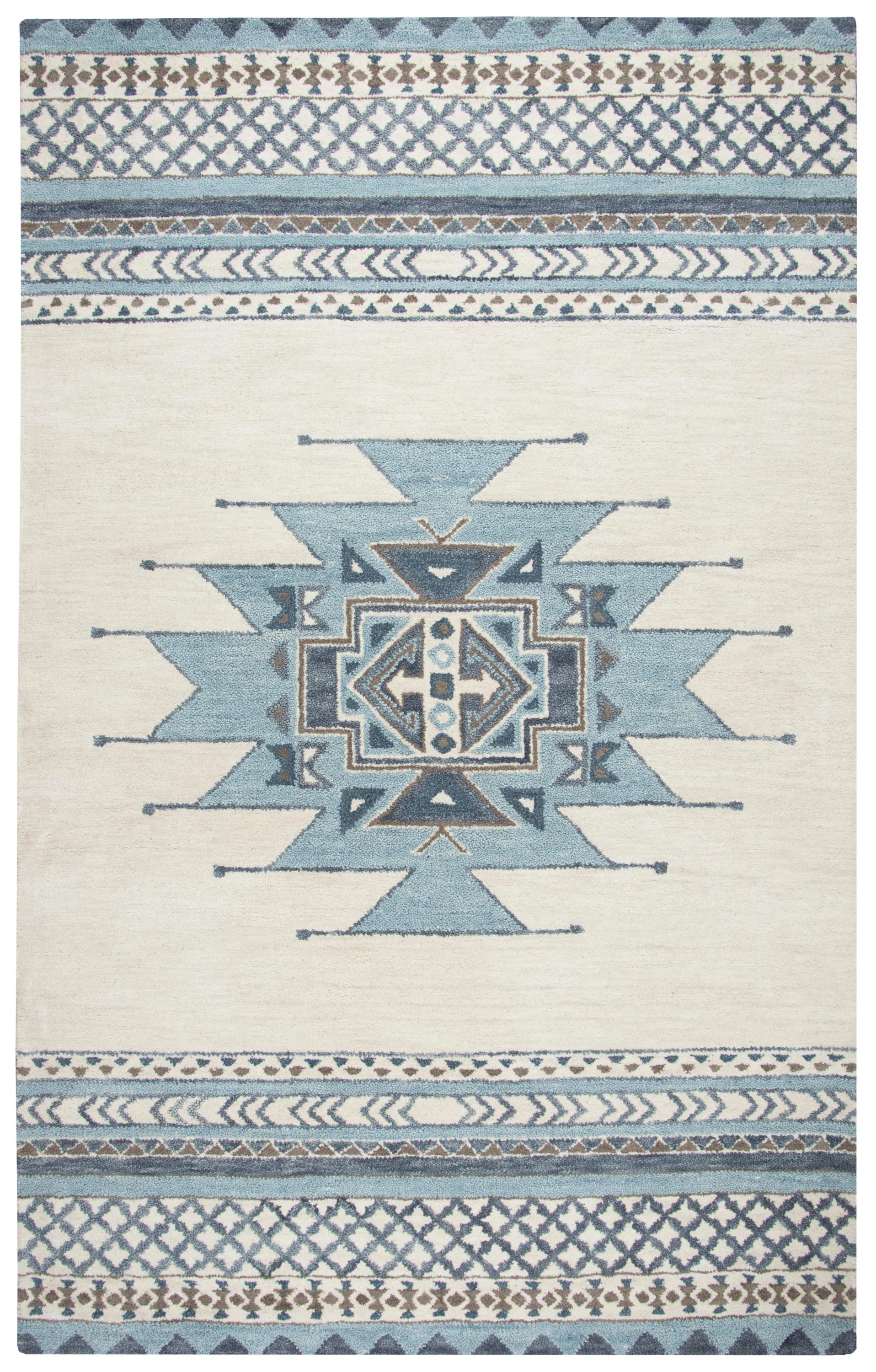 Southwest Blue Southwest/Tribal Wool 3' x 5' Rectangle Rug