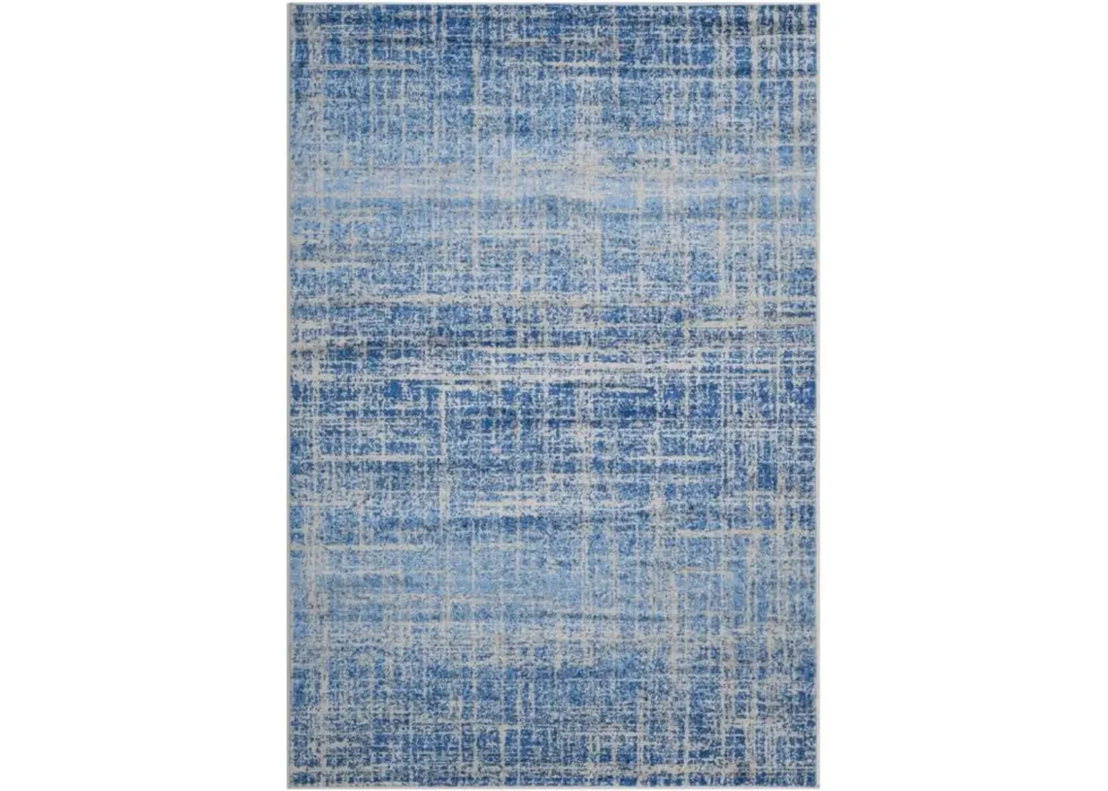 Adirondack Contemporary Blue / Silver 6' X 6' Round Powerloomed Rug