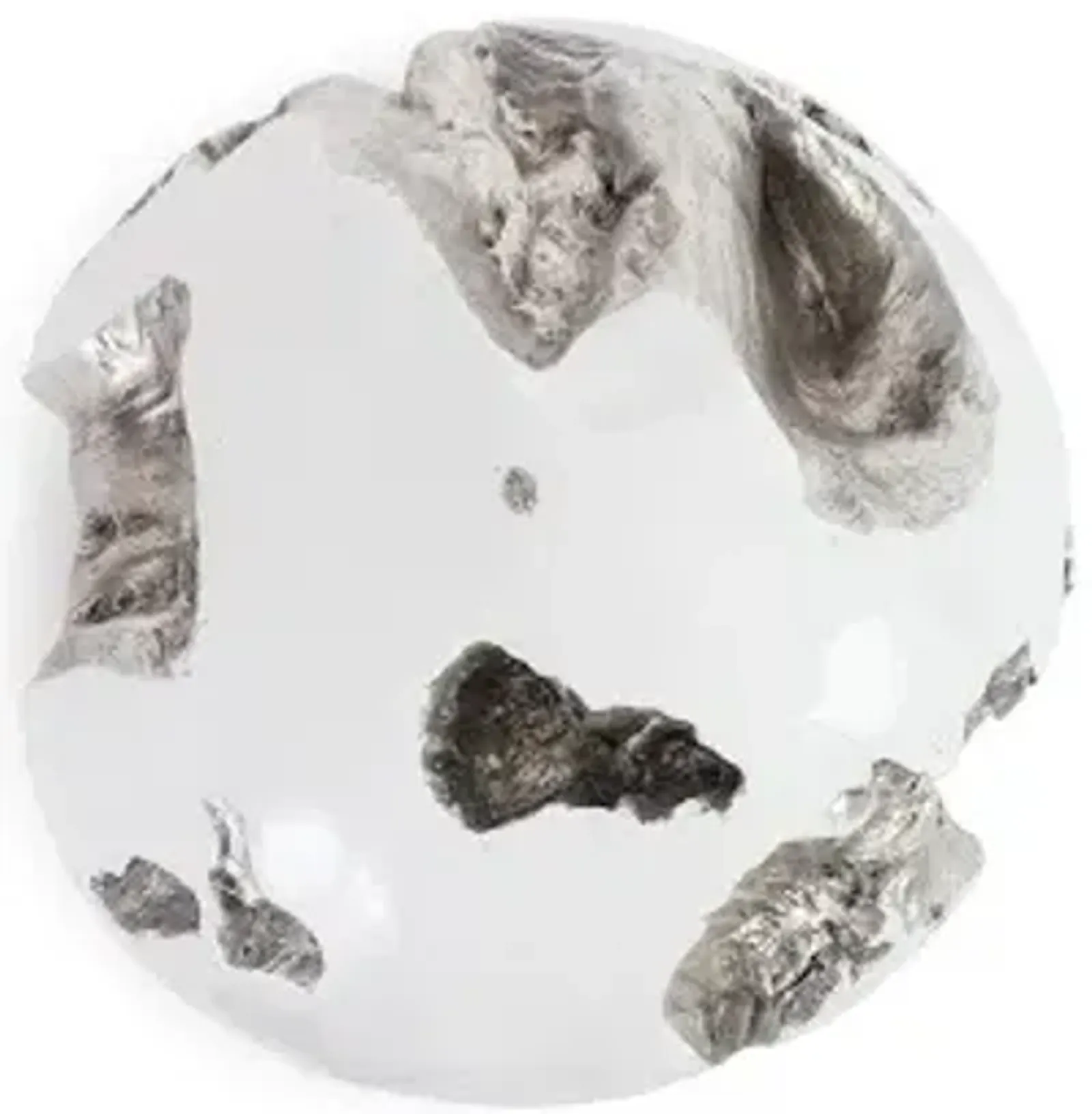 cast root wall ball, silver leaf, white, lg