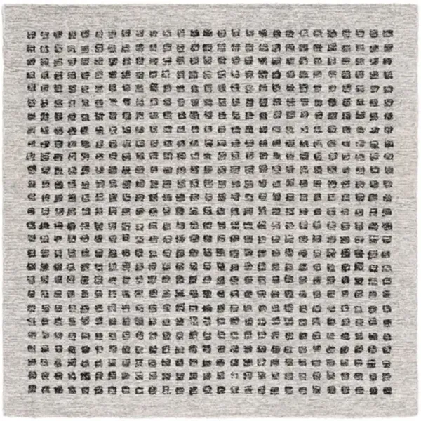 EBONY 203 CHECKERED Silver  6' X 6' Square Square Rug