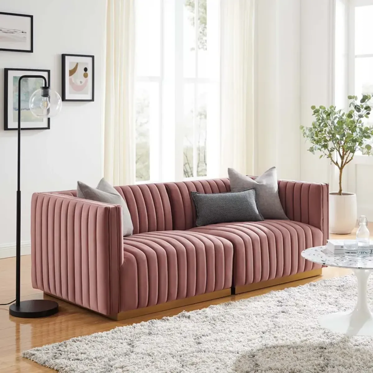 Conjure Channel Tufted Performance Velvet Loveseat