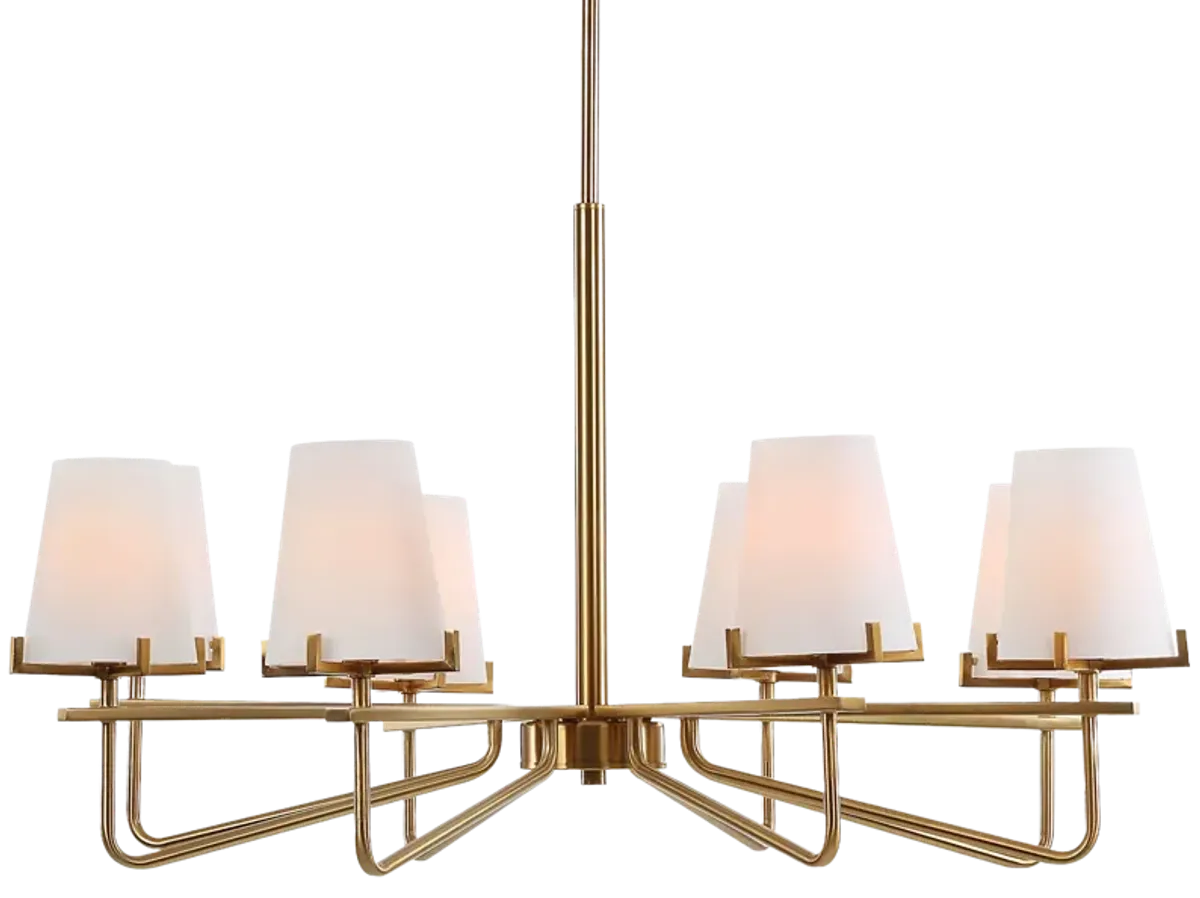 Lassen 8 Light Brass Chandelier