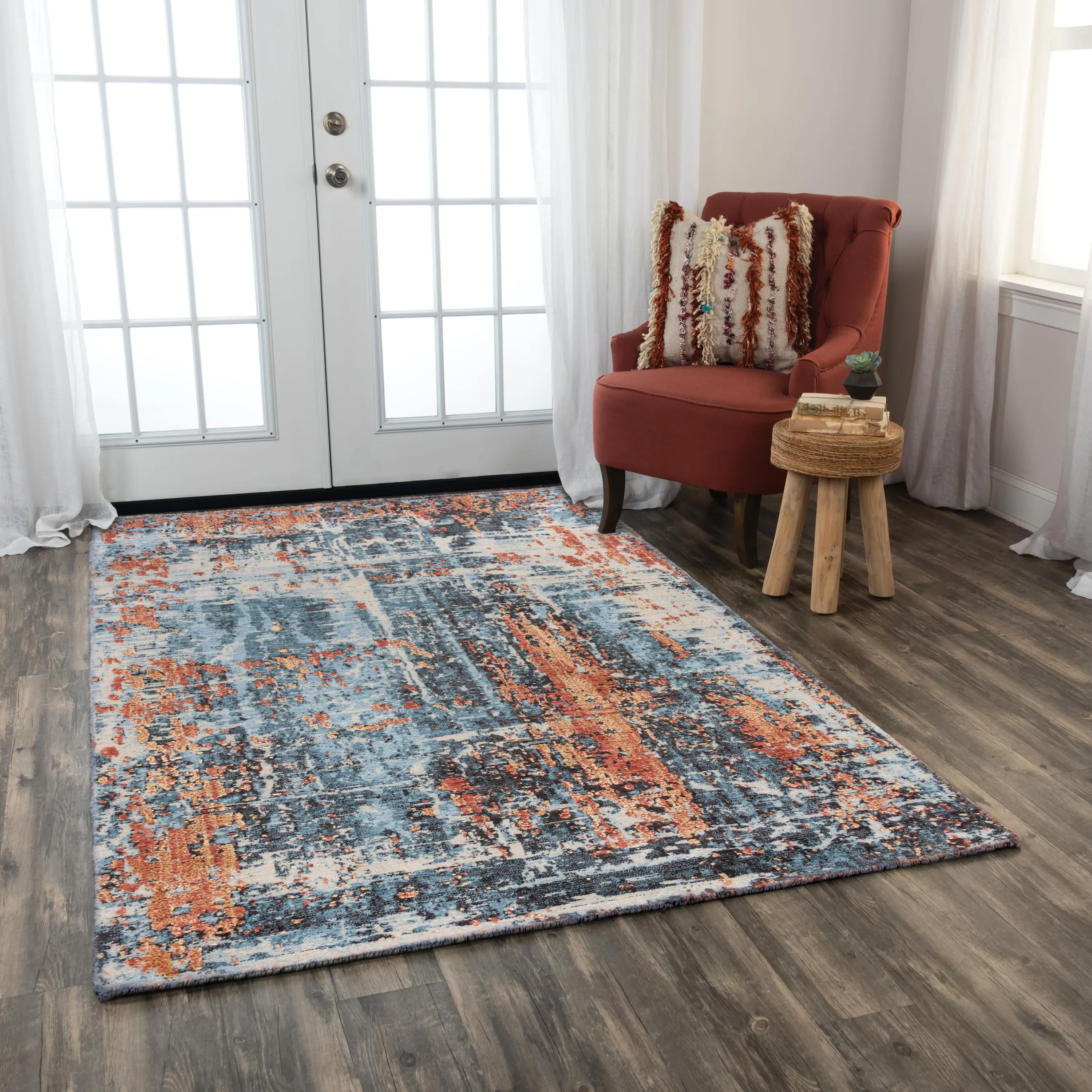 Premier Blue Abstract NZ Wool/Tencel Blend 10' x 13' Rectangle Rug