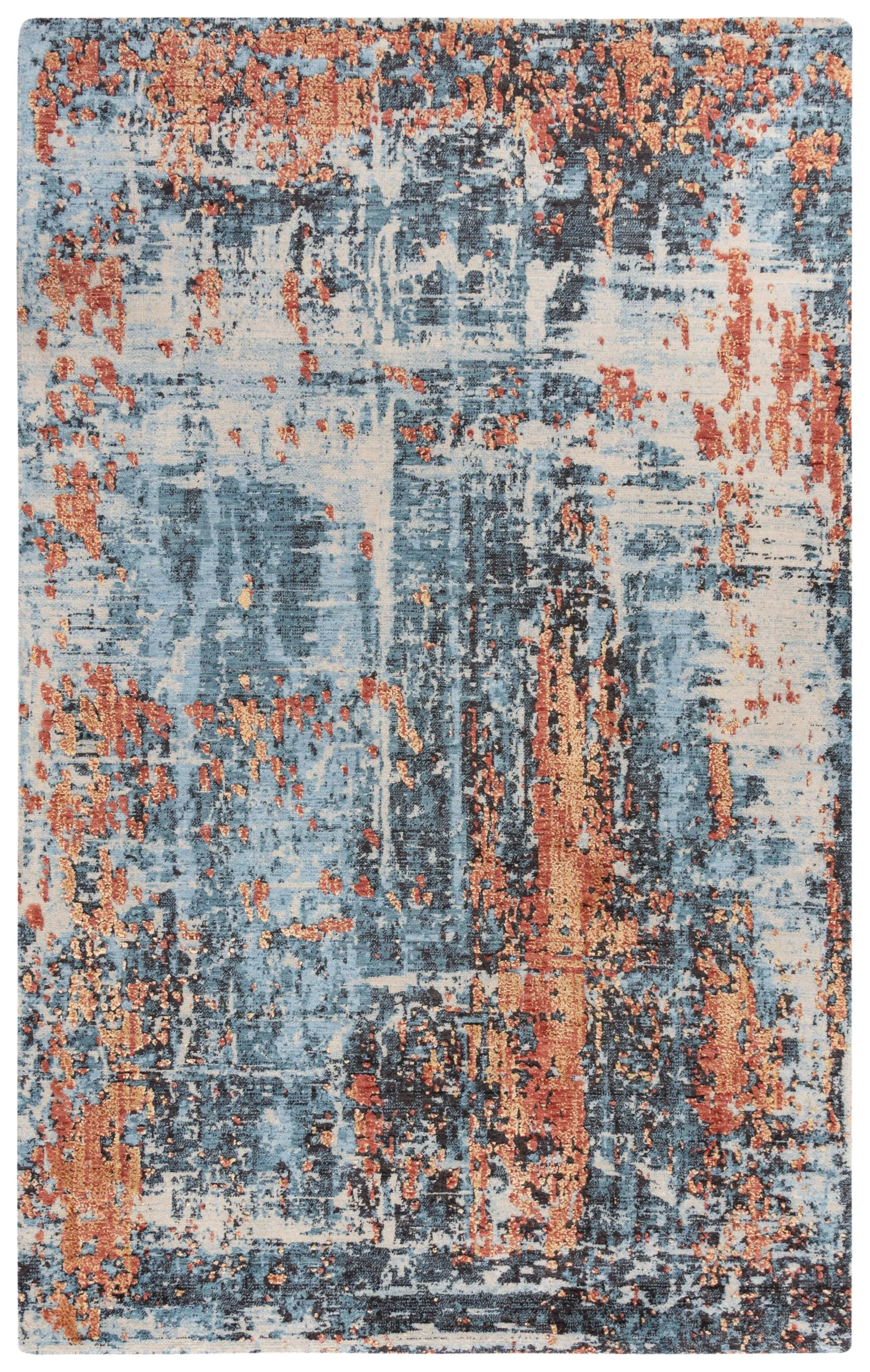 Premier Blue Abstract NZ Wool/Tencel Blend 10' x 13' Rectangle Rug