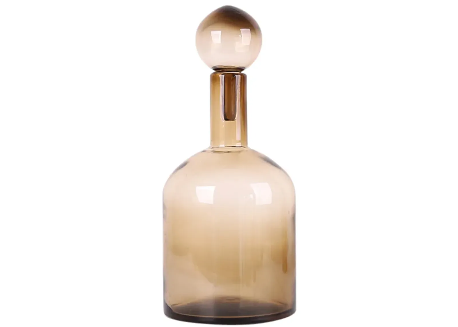 Glass, 17" Bottle W/ Stopper Taupe