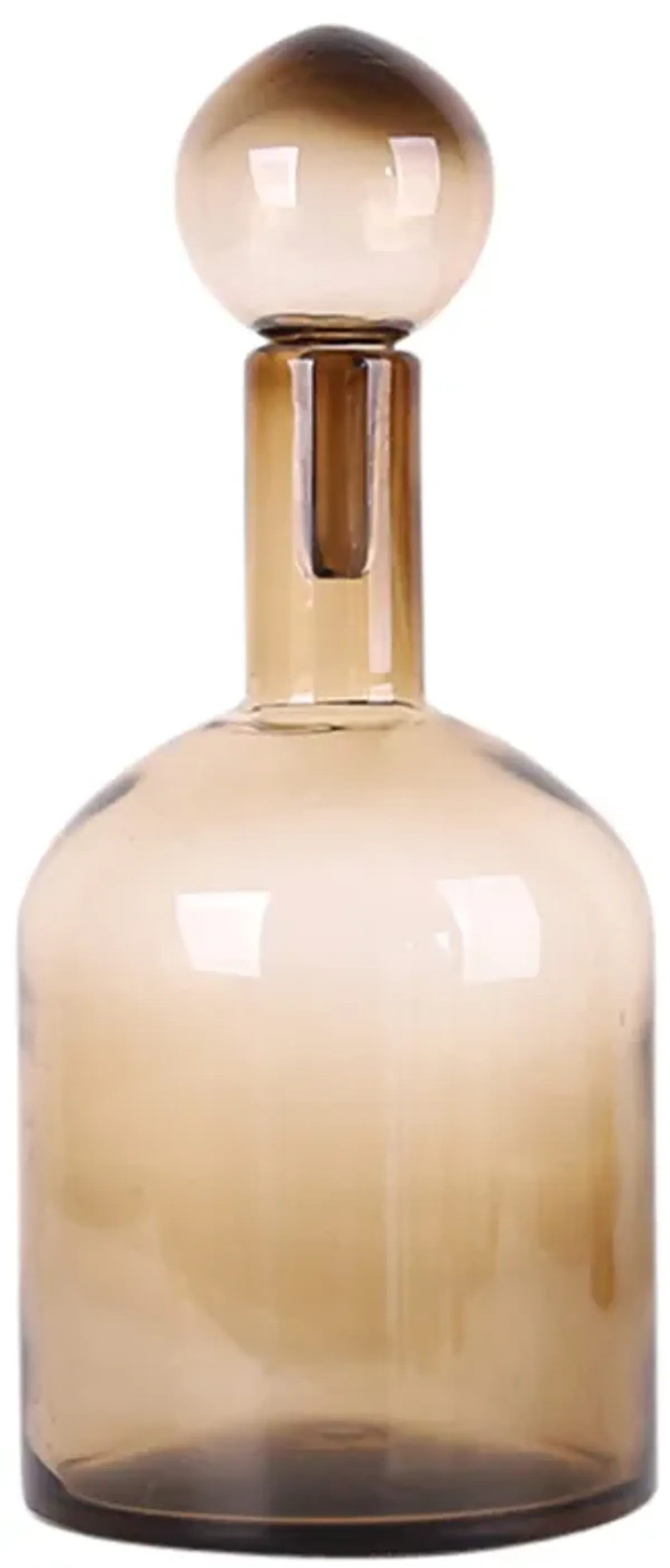 Glass, 17" Bottle W/ Stopper Taupe