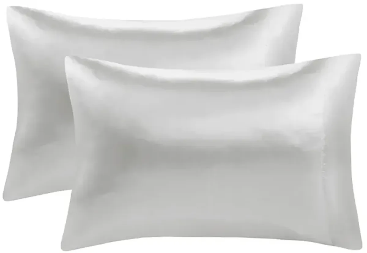 Madison Park Essentials Satin Light Grey Luxury 2 PC Pillowcases