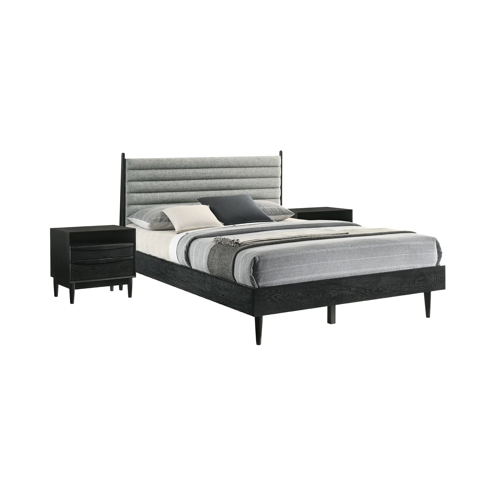 Artemio Queen 3 Piece Wood Bedroom Set in Black Finish