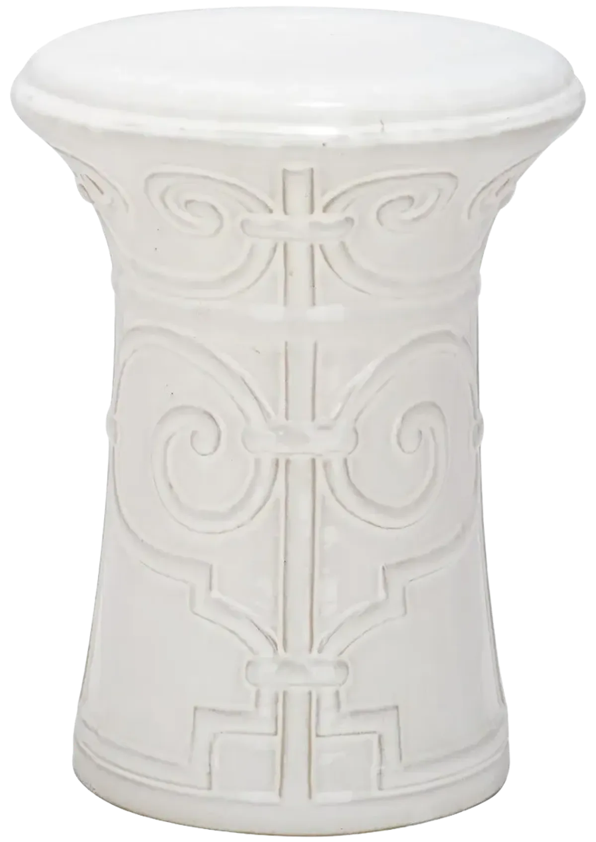 White Imperial Scroll Garden Stool