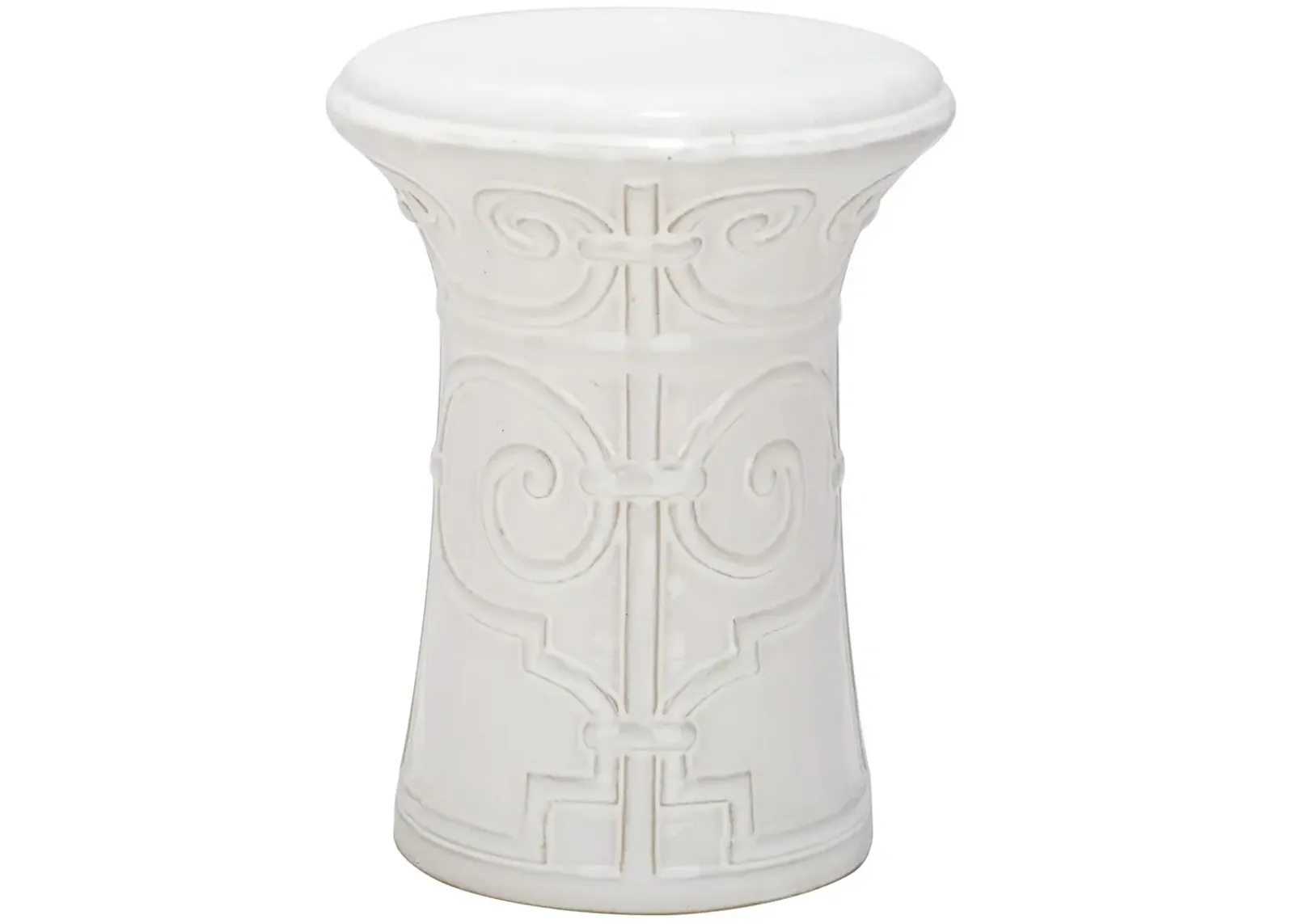 White Imperial Scroll Garden Stool