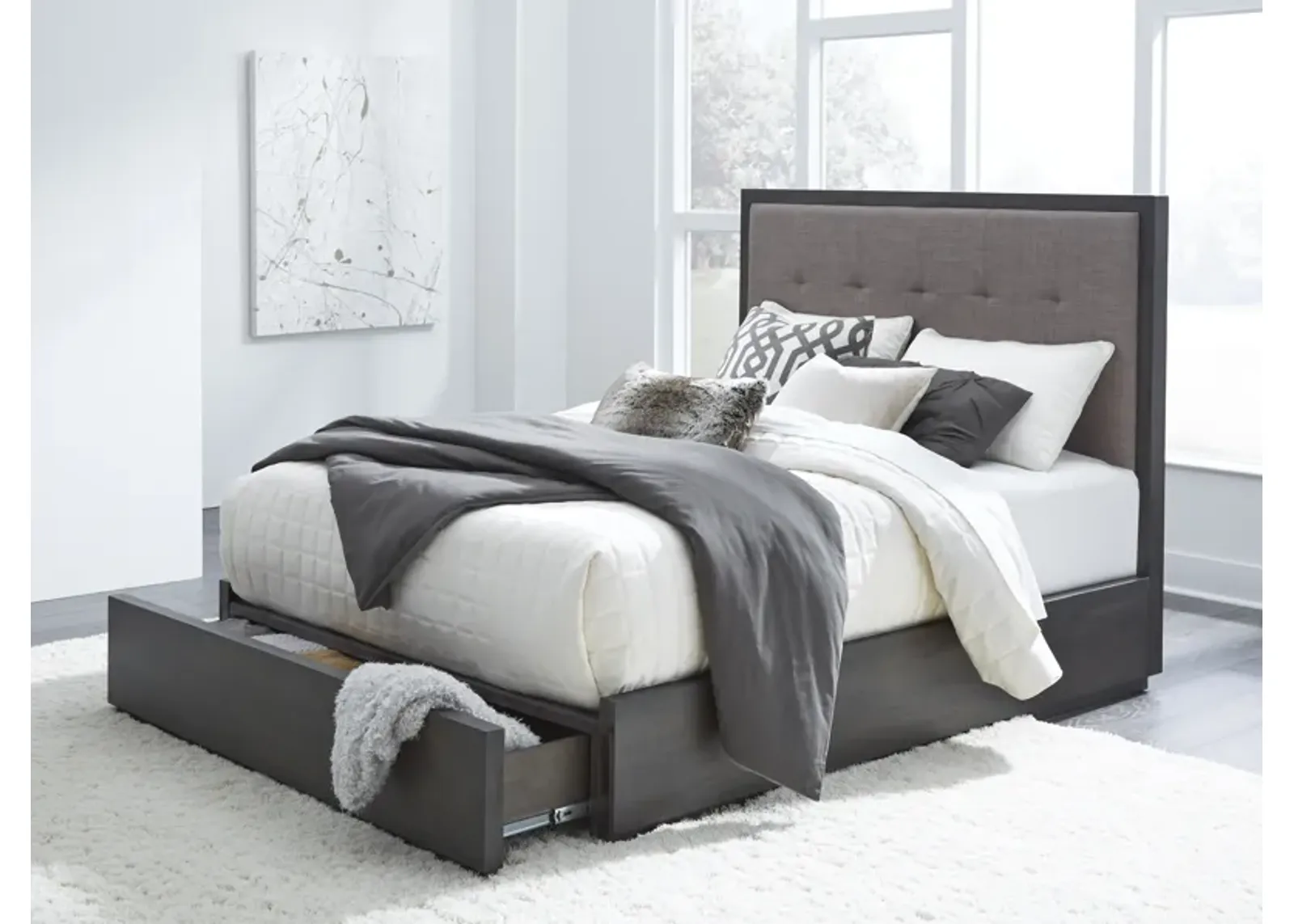 Oxford King-Size Storage Bed in Dolphin