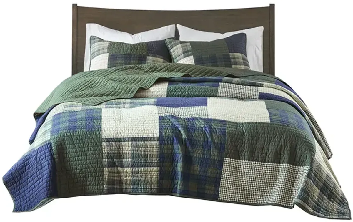 Woolrich Mill Creek Green Oversized Cotton Quilt Set