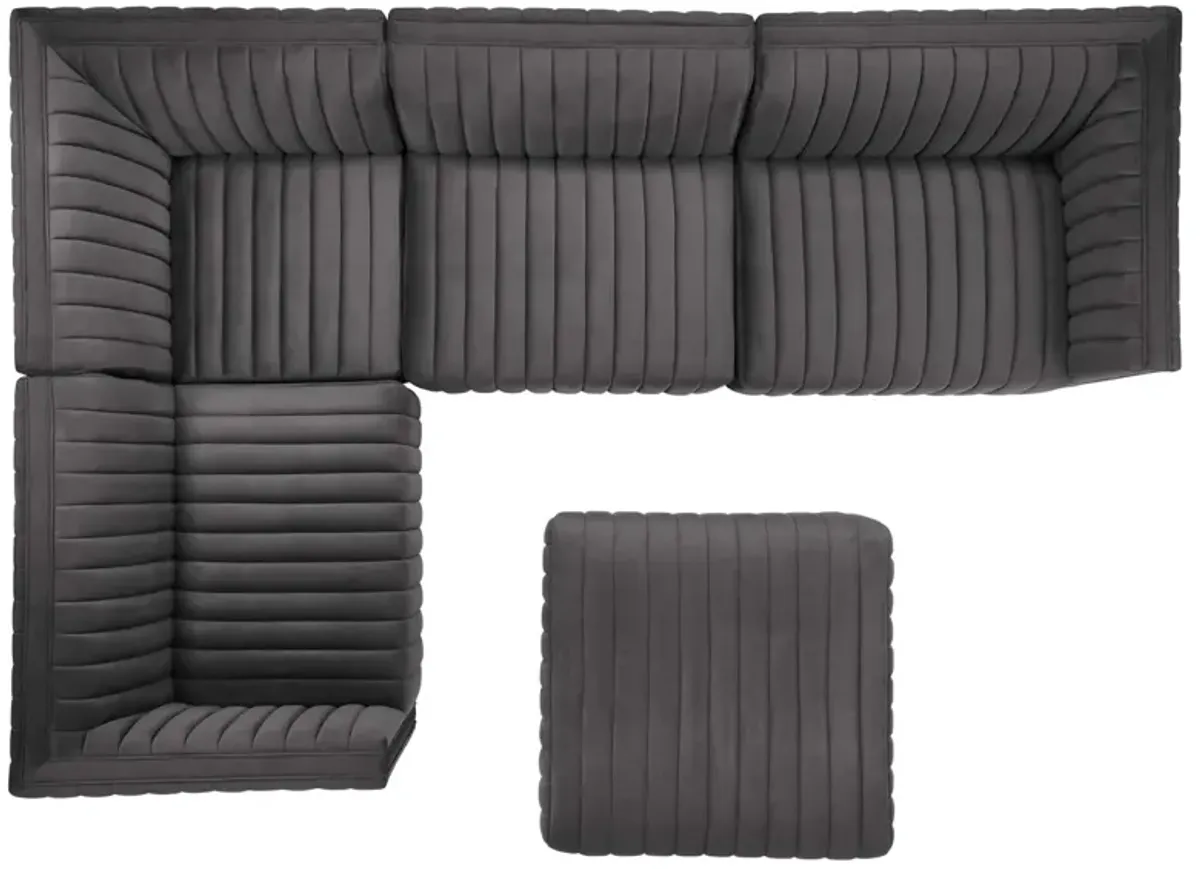 Conjure Channel Tufted Performance Velvet 5-Piece Sectional