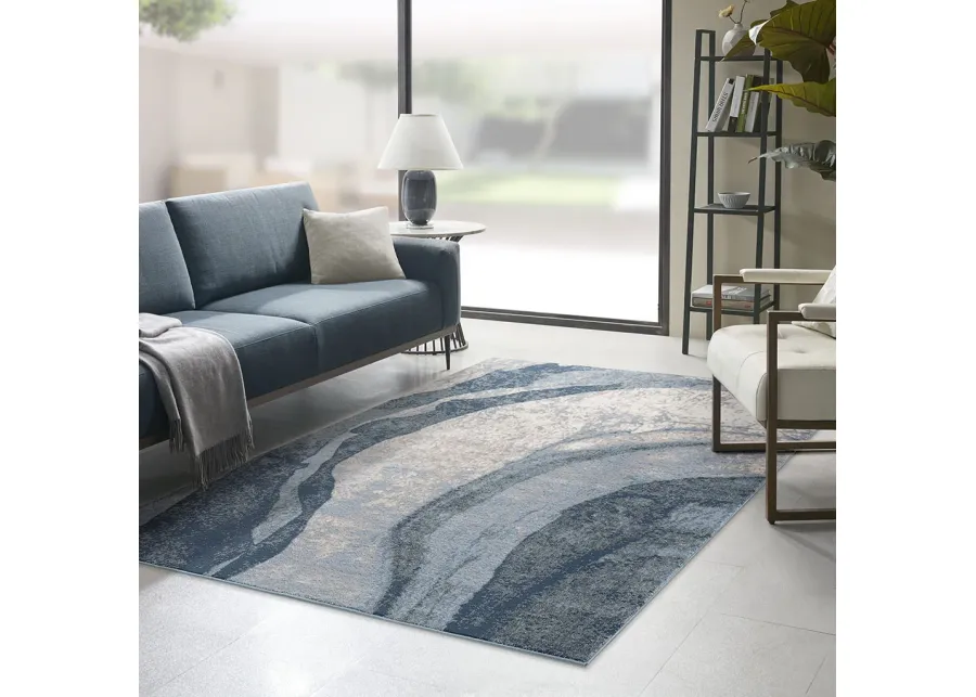 Madison Park Grace Blue Abstract Wave Area Rug