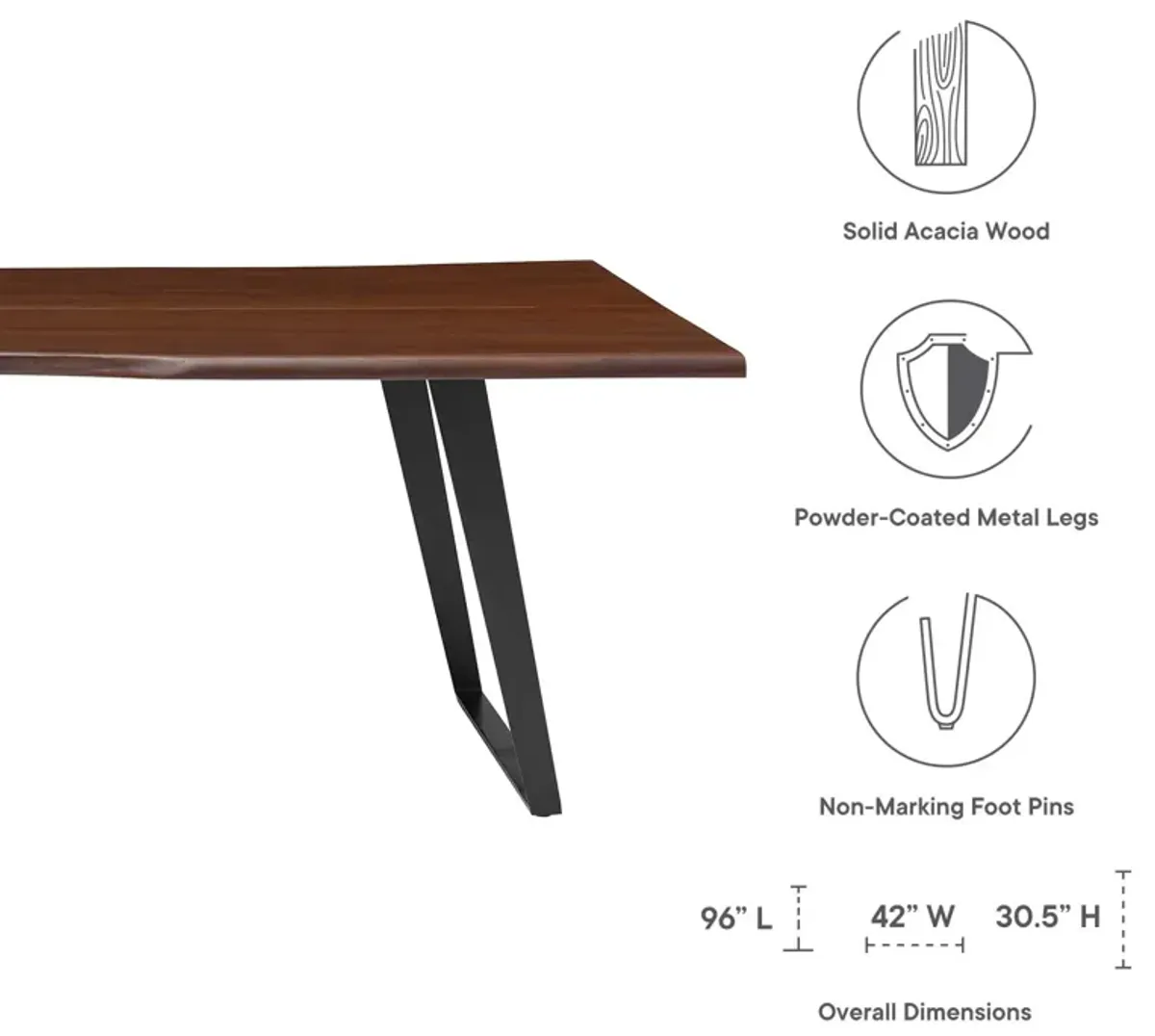 Viggo 96" Live Edge Acacia Wood Dining Table