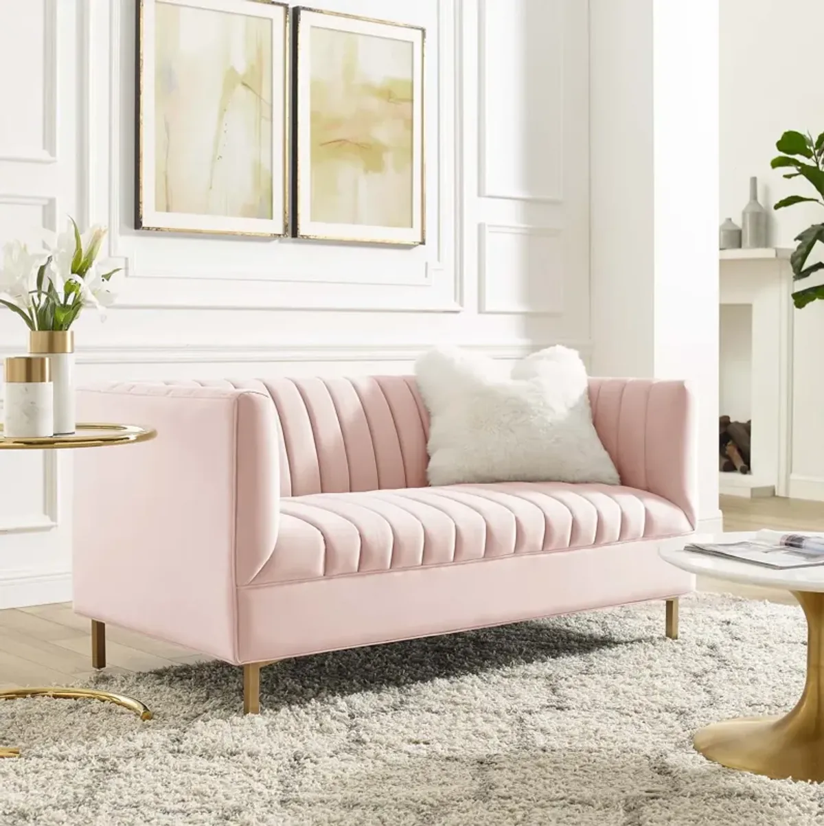 Shift Channel Tufted Performance Velvet Loveseat