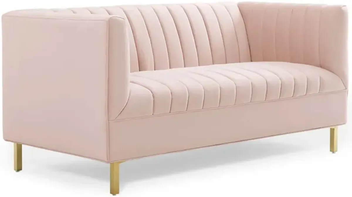 Shift Channel Tufted Performance Velvet Loveseat